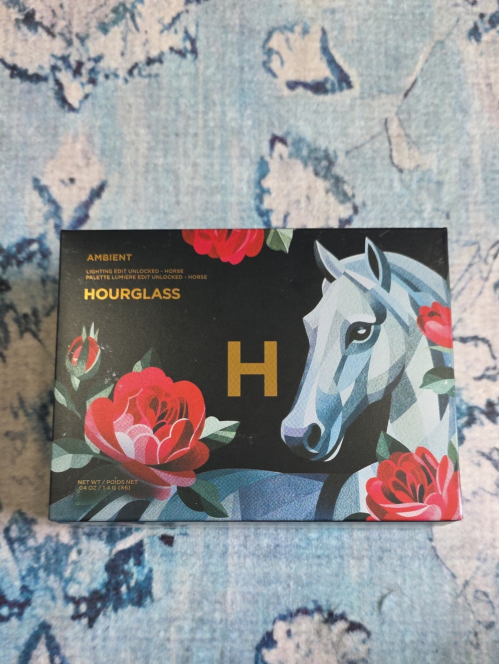 Hourglass Black Palette with Red Floral Horse Artwork